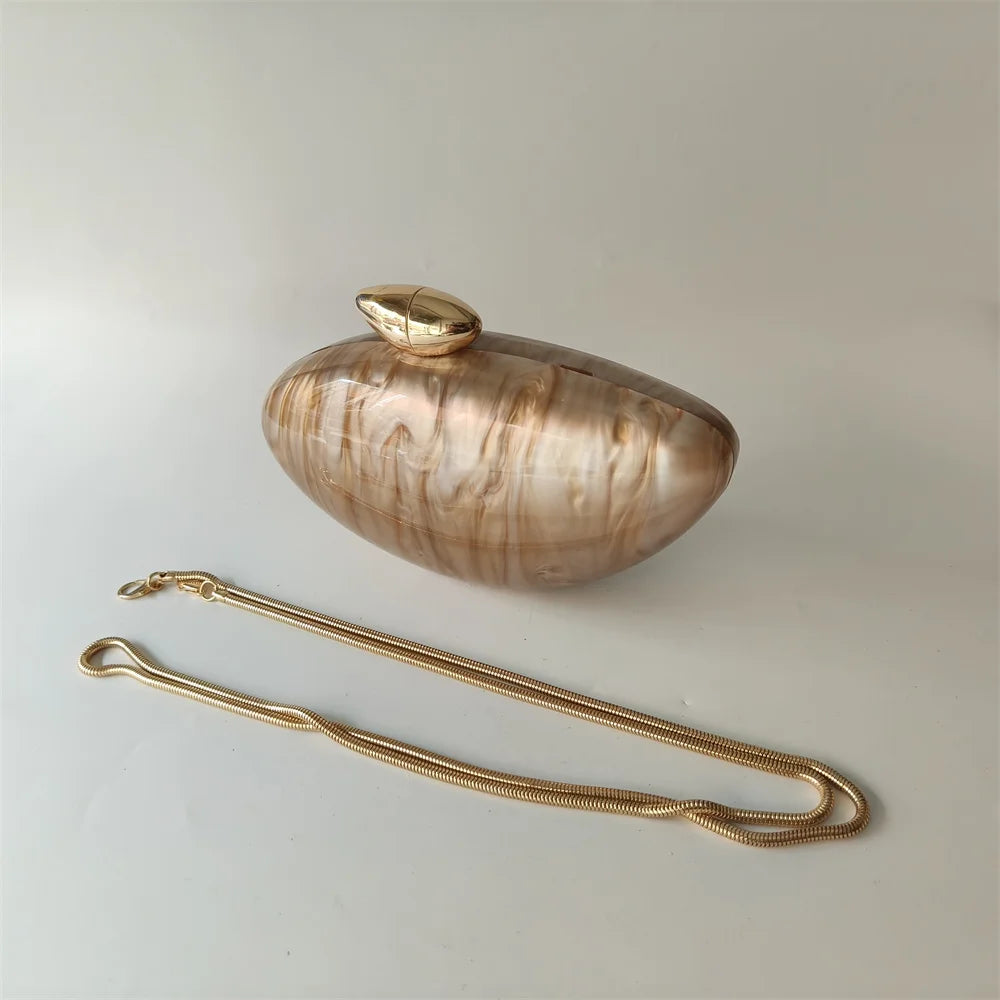 Shell Brand Pearl Brown Marble Acrylic Box Clutches Evening Bag Wedding Party Female Mini Purse Evening Female Bridal Handbag