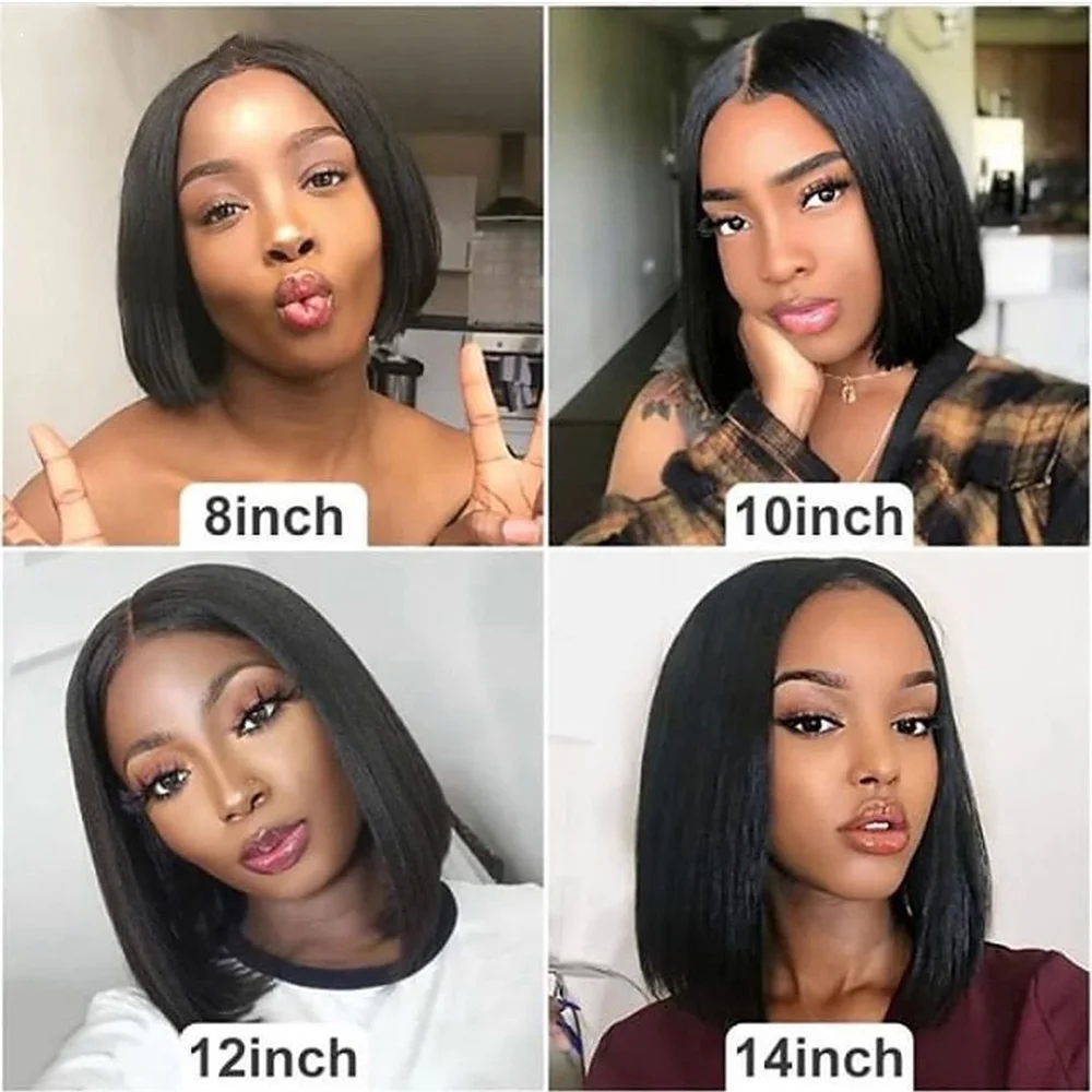 Straight Short Bob Wig 13x4 Lace Front Human Hair Wigs for Women Transparent Lace Frontal Wig Bleached 4x4 Pre Plucked Bob Wig