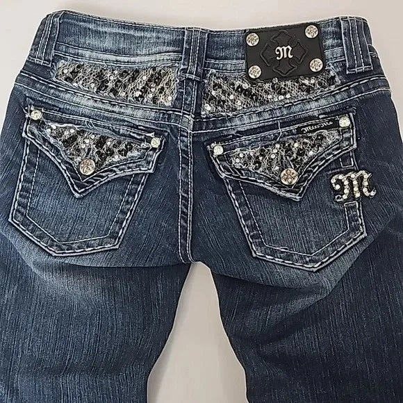 Gothic Womens Jeans Y2K Clothes Harajuku Hip Hop Pocket Embroidery Vintage Blue Baggy Jeans High Waist Slim Flared Trousers