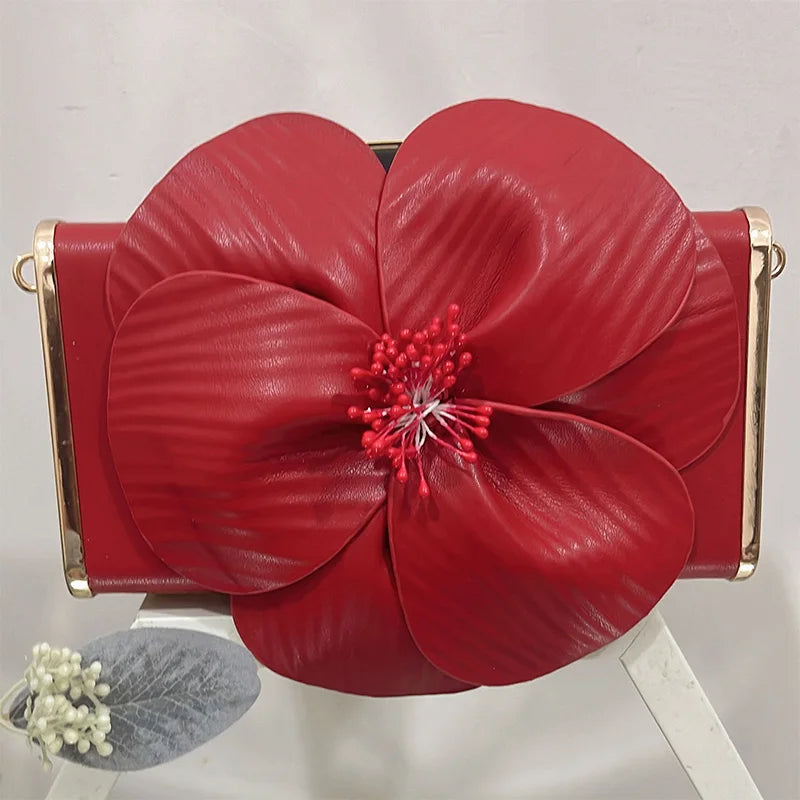 Creative Flower Small Square Bag Fashion Texture Versatile Elegant Crossbody Chain Bag High-grade Leather Irregular Clutch Bag