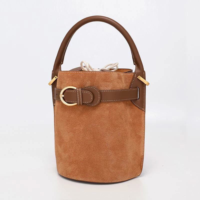 Fashion Luxury Handbag High-grade Leather Trend Versatile Simple Drawstring Bucket Bag Retro Texture Brand Designer Shoulder Bag