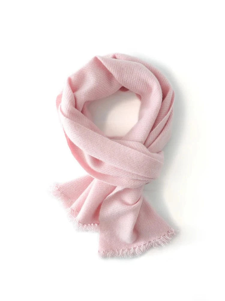New Chic Women 100% Cashmere Scarf Autumn Winter Cashmere Knitted Tassel Long Shawls Row Style Basic Soft Warm Scarf Luxury Tops