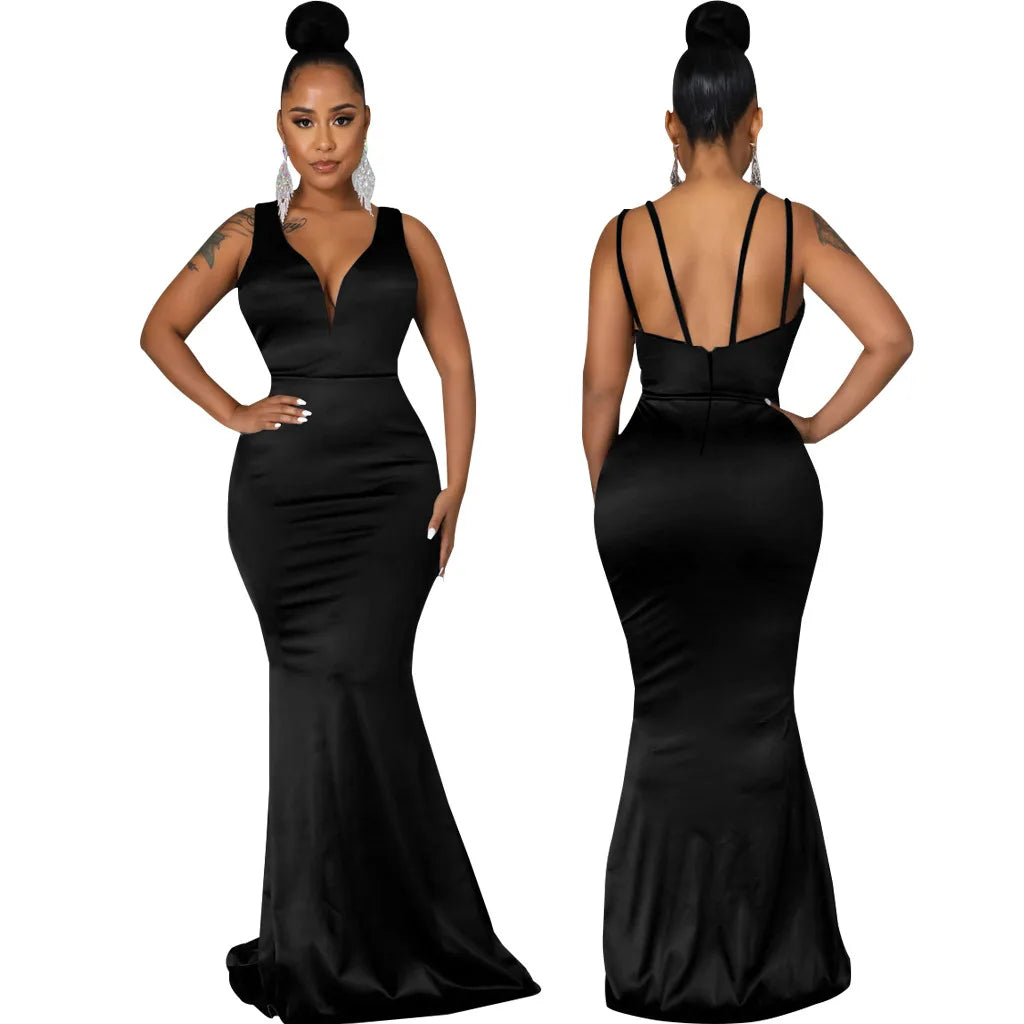 Sexy Fashion Deep V-Neck Dress Women's Dress JX5604