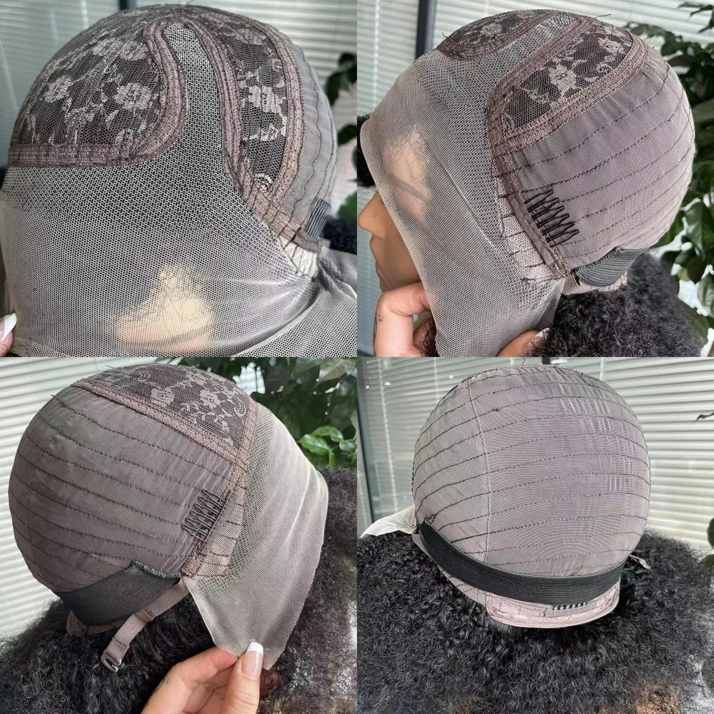 Afro Kinky Curly Lace Front Wig Natural Color Afro Bob Human Hair Natural Hairline 13X4X2 250% Density Short Human Hair Wigs