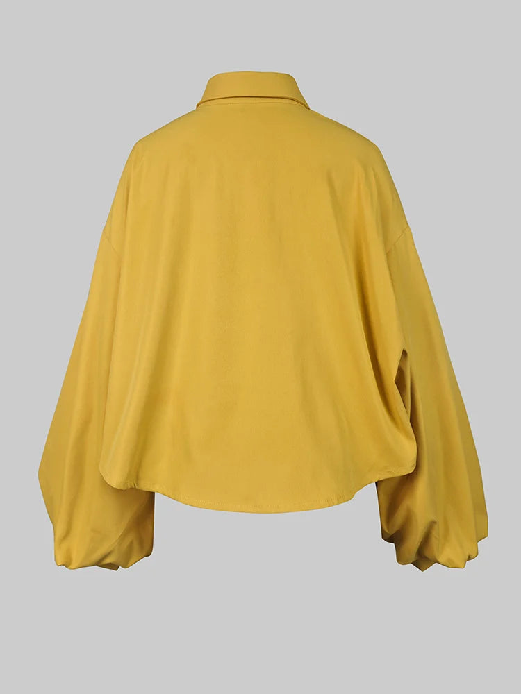 Beautyblue Elegant Women's Coats&Pants Yellow Pant Sets New Casual Buttoned Pleated Lapel Blazer Blouses Pockets Trousers Female