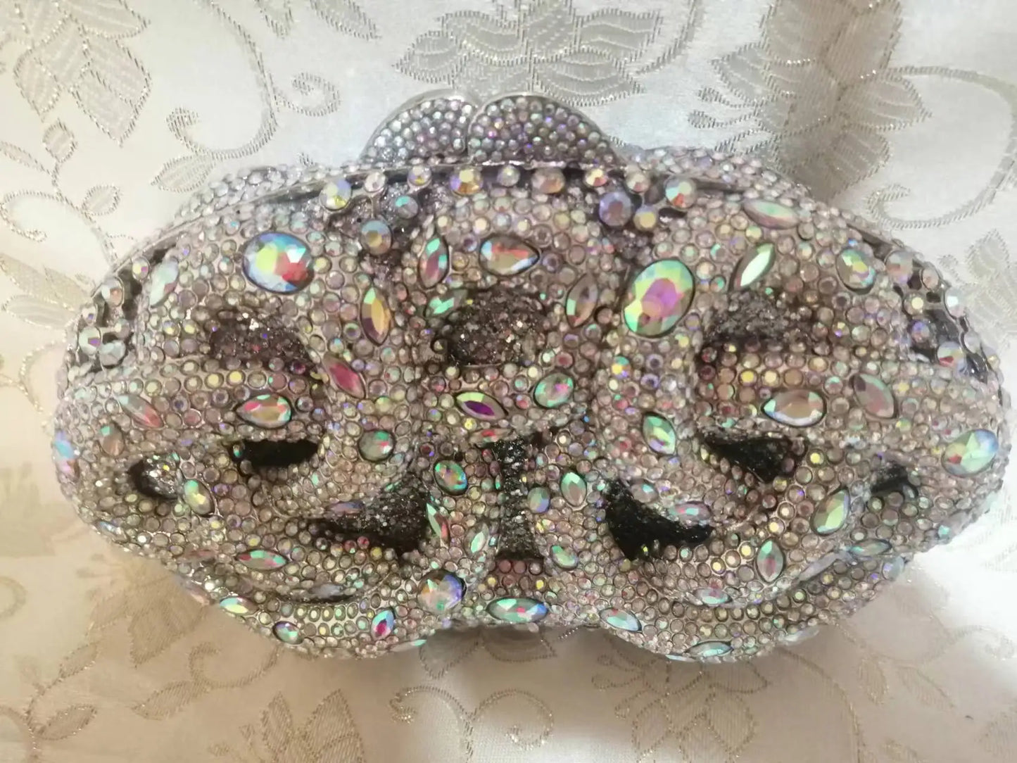 Lady Hot pink/Green/Silver Rhinestone Bags Luxury Fashion Female Diamond Crystal Clutch Elegant Gold Metal Wedding Dinner Purses