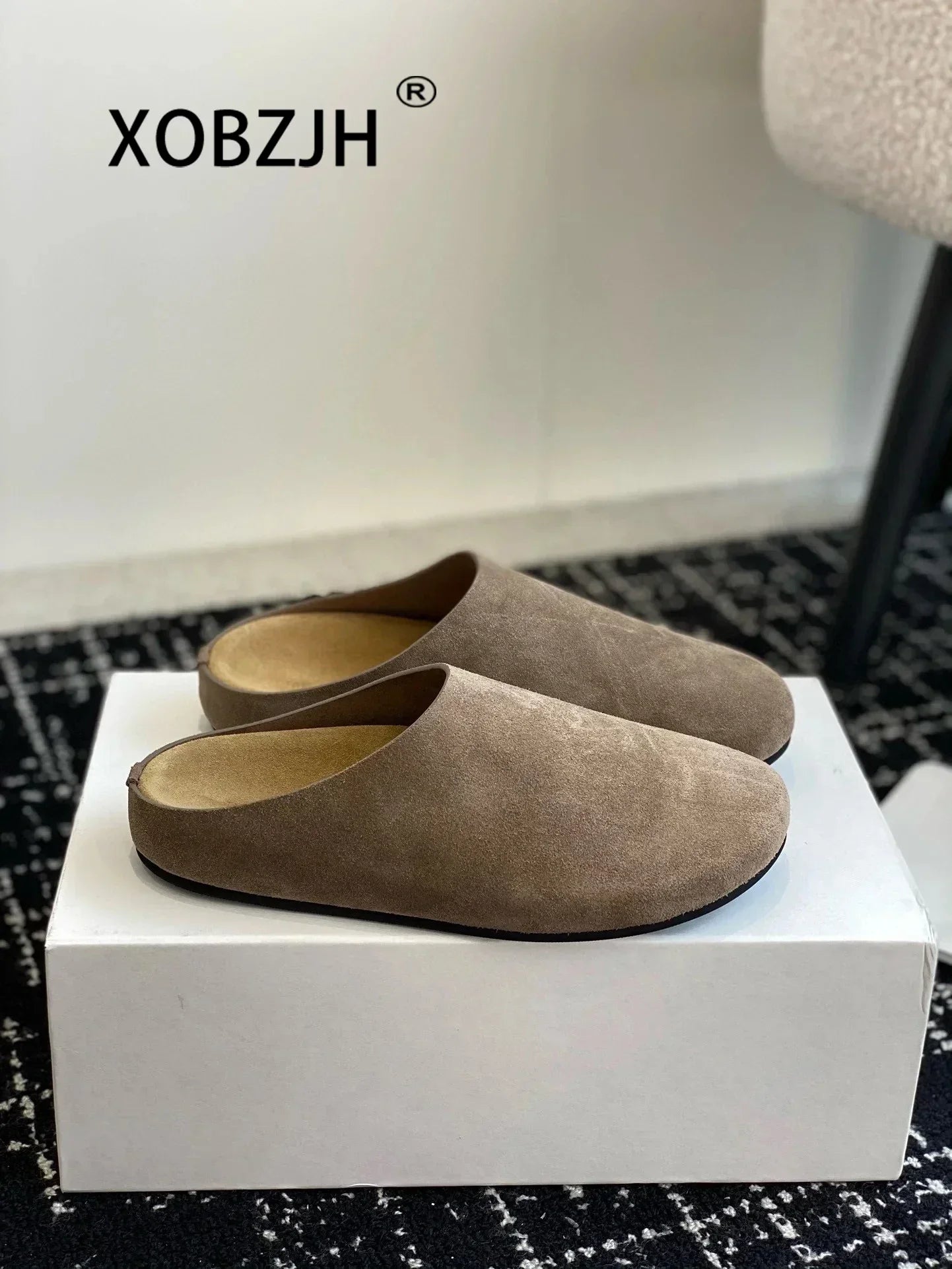 2024 Flat Slippers High Quality New Women KidSuede Mules Shoes Round Toe Casual ComfortSlides Woman Thick Sole Slippers Woman