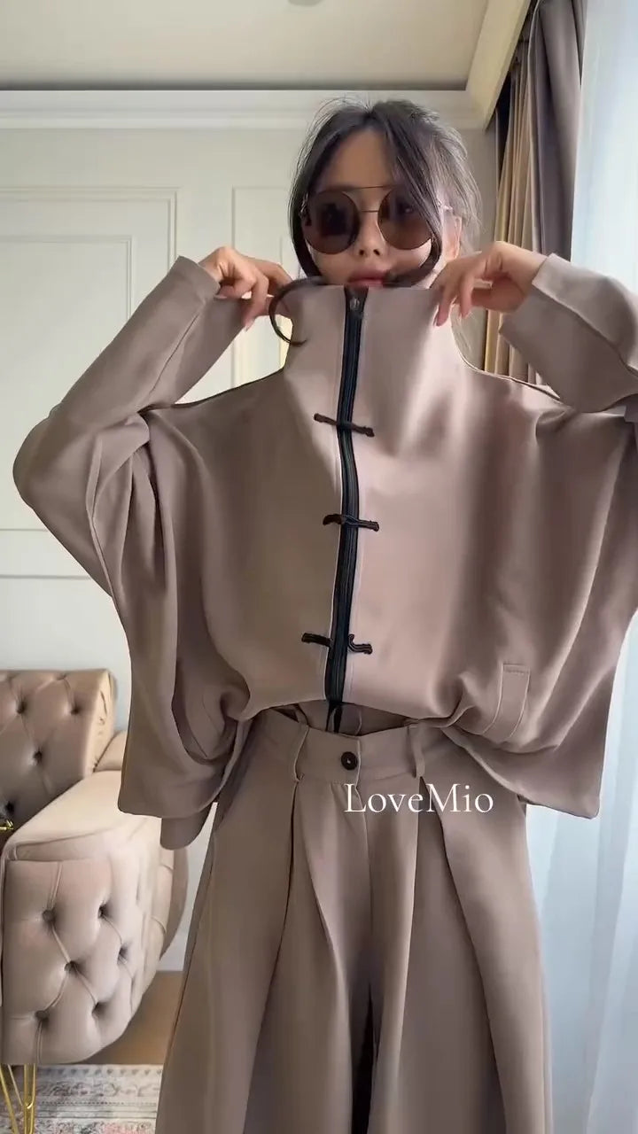 Loose Fit Casual Coat And Pant Set