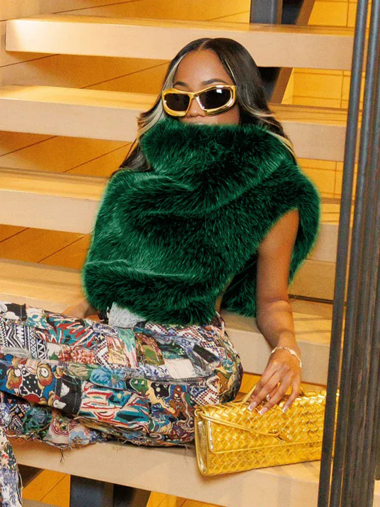 Faux Fur Texture Tank Top