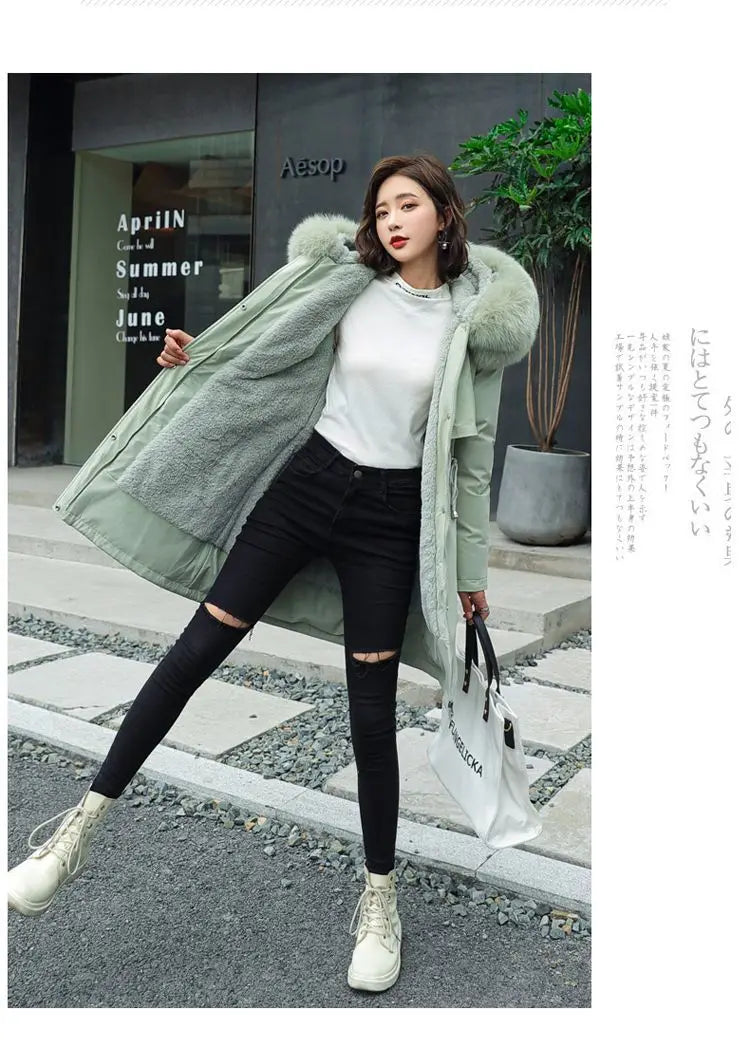 2025 New Parkas Women's Long Coat Winter Jacket Overcoming Plush Cotton Jacket