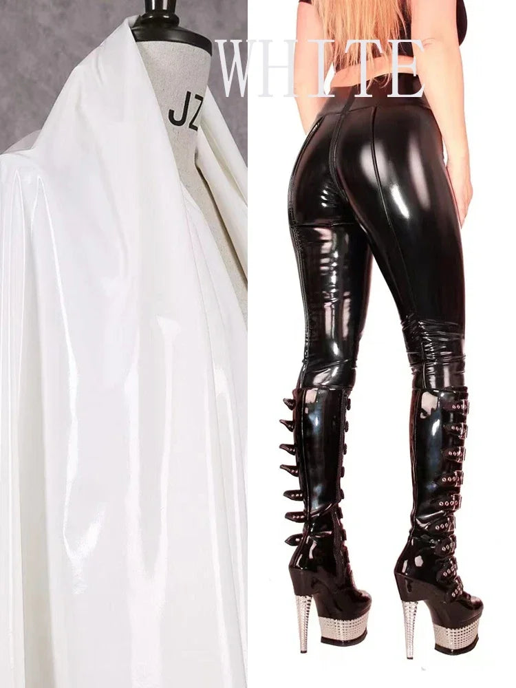 High Waist Patent Leather Trousers Women Punk Faux Latex Bodycon Pants Zip Open Crotch Stretch Slim Leggings Gothic Clubwear New