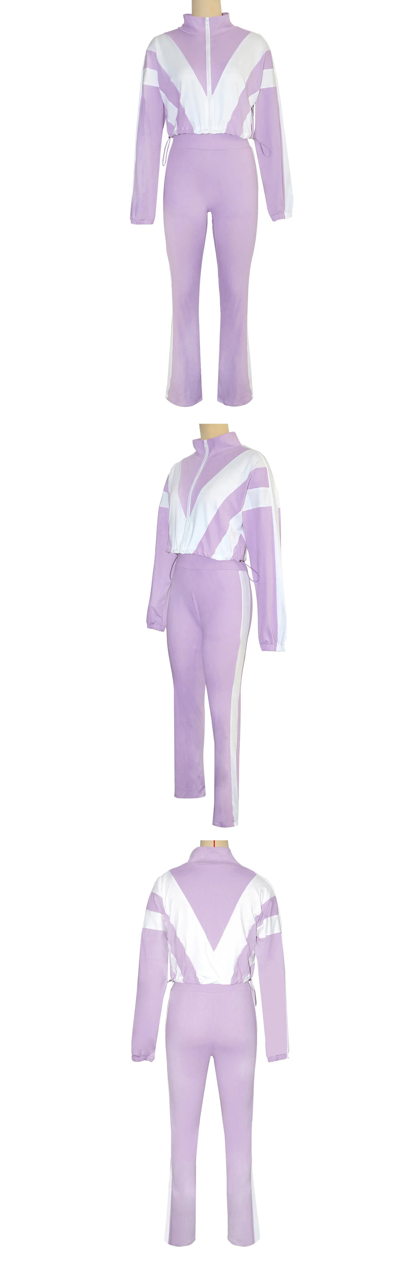 CM.YAYA Active Patchwork Women's Set Zipper Sweatshirt Jacket and Long Pants Suit 2025 Fall Two 2 Piece Sets Outfit Tracksuit