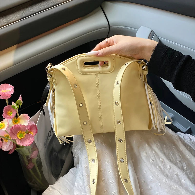Luxury Tassel Lady Clutch With Adjust Shoulder Strap Large Capacity Shoulder Crossbody Bag Korean Fashion Versatile Dumpling Bag