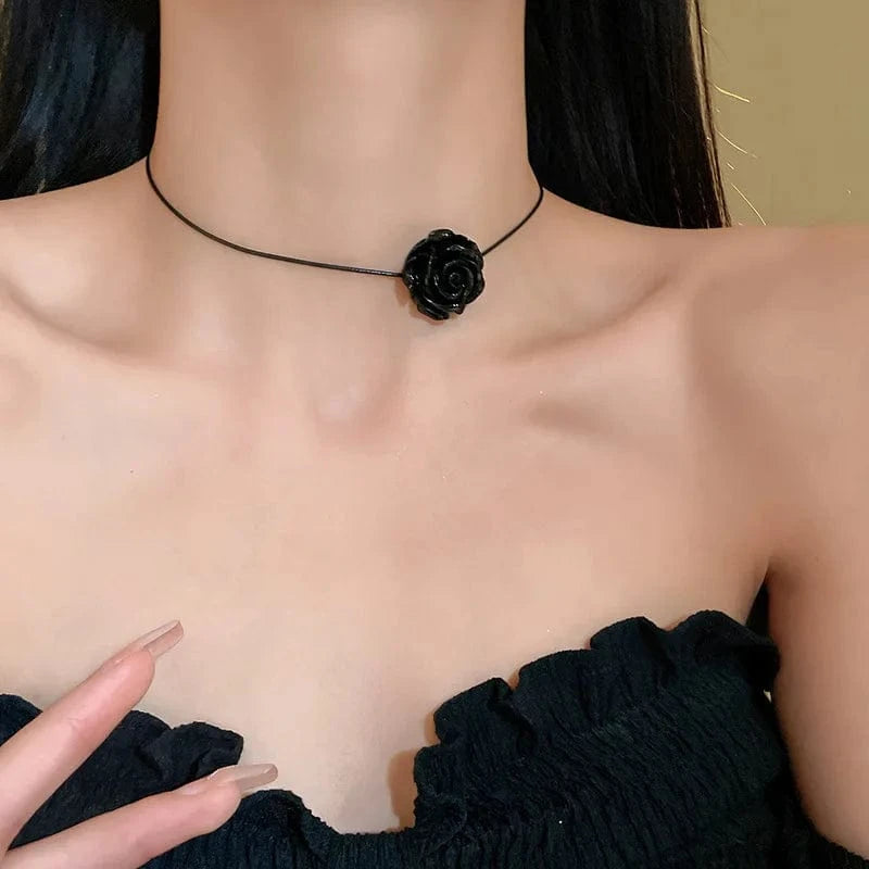Spring Collection Multi Color Rose Neckchain Necklace French Choker Neck Strap Collar Chain Accessories
