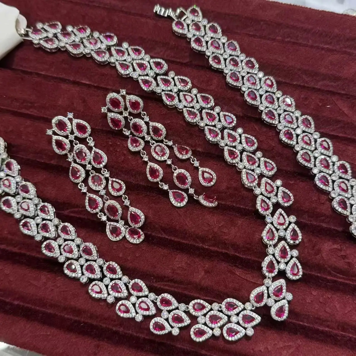 Zircon Tassel Necklace and Bracelet Set for Women