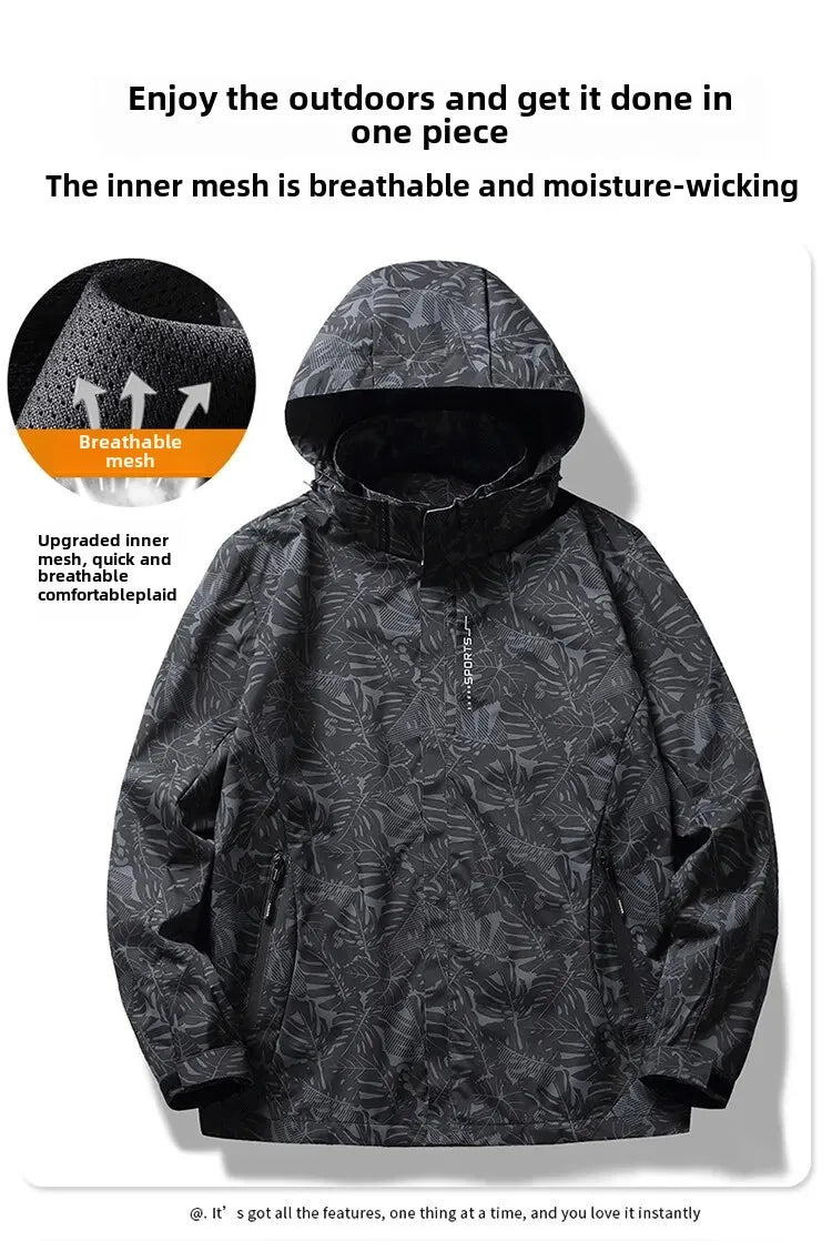 Spring Autumn Camouflage Lightweight Women's Outdoor Waterproof Casual Jacket Couple's Hiking Clothing Single Layer Windbreaker