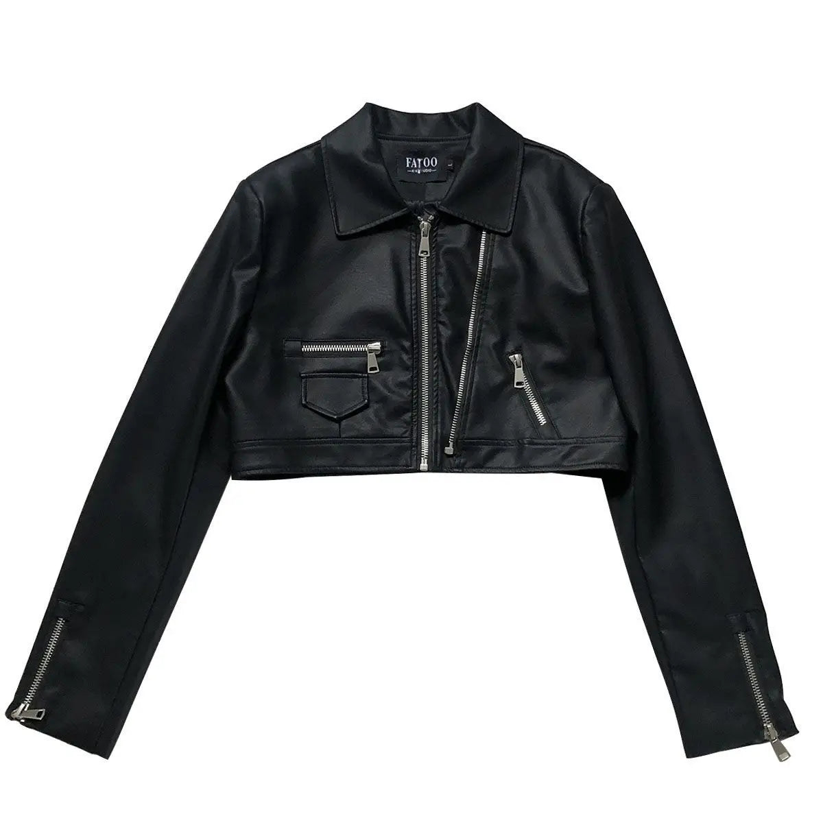 American motorcycle suit leather coat women's autumn new loose Joker double zipper high-grade washed leather short jacket