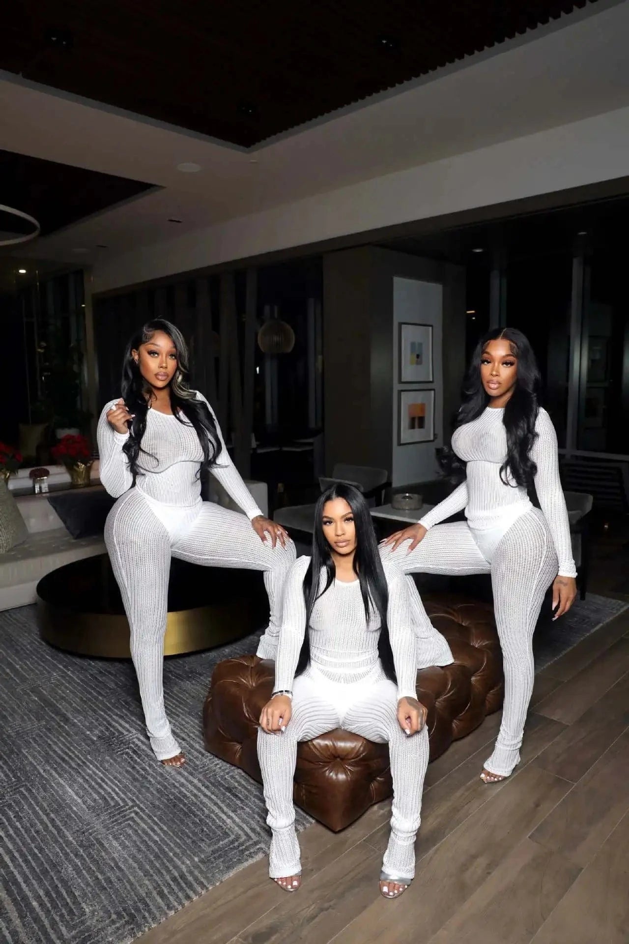 CM.YAYA Fashion See Though Women's Set Long Sleeve T-shirt and Flare Pants 2024 Active Street Two 2 Piece Sets Outfits Tracksuit