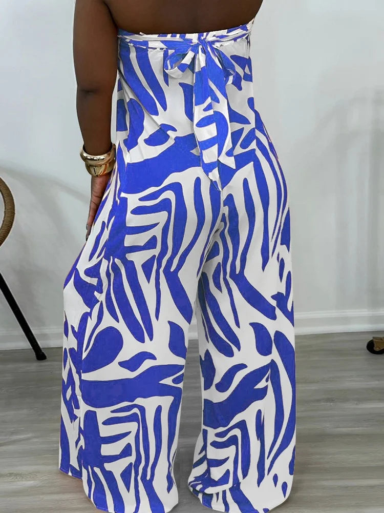 Wmstar Jumpsuit Women Summer Off Shoulder Open Back Print Color Sexy Loose Bandage Rompers Summer Wholesale Dropshipping 2024
