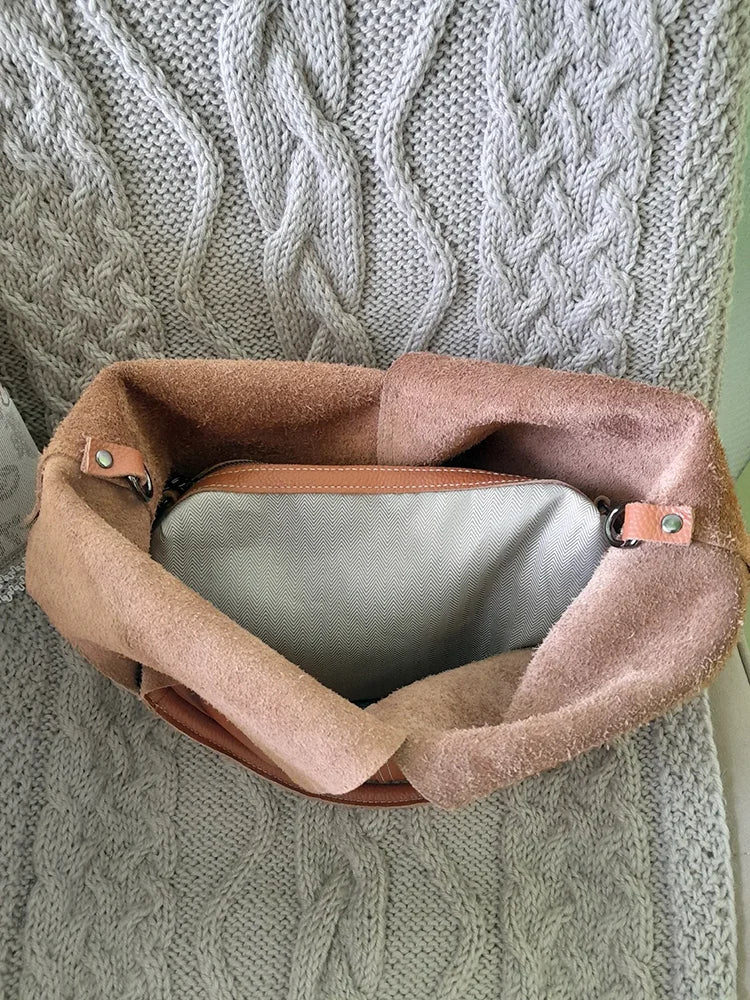 Bucket Bag Ladies Luxury Women Tote Bag Casual Genuine Cow Leather Shoulder Bags ladies Tote Handbags Big Shopper Bag for Female