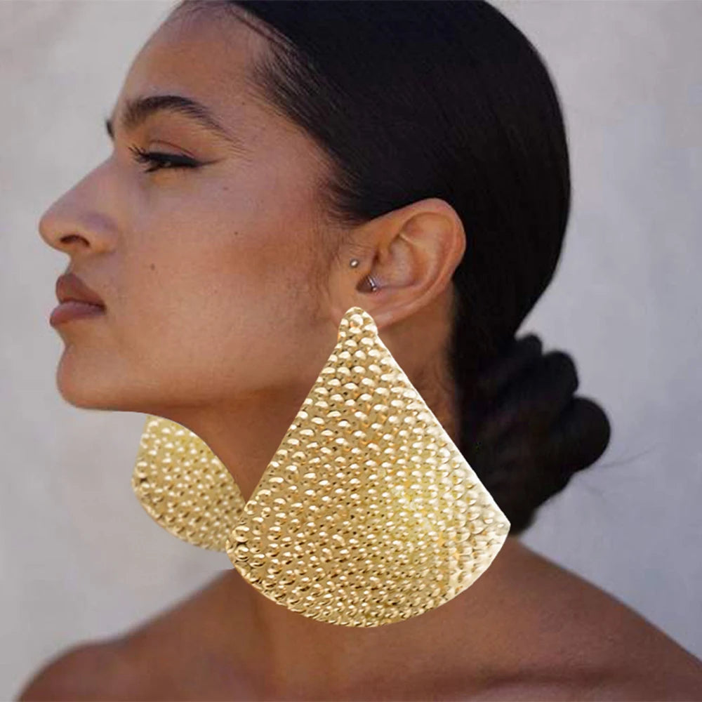 Fashion Jewelry Big Gold Color Round Geometric Earrings Dangle Drop Earrings For Women African Wedding Party Gifts