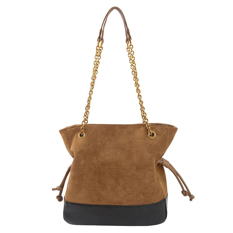 Brand Diamond-shaped Underarm Bag New Women Luxury Retro Fashion Versatile Drawstring Chain Bag Textured Hardware Shoulder Bag