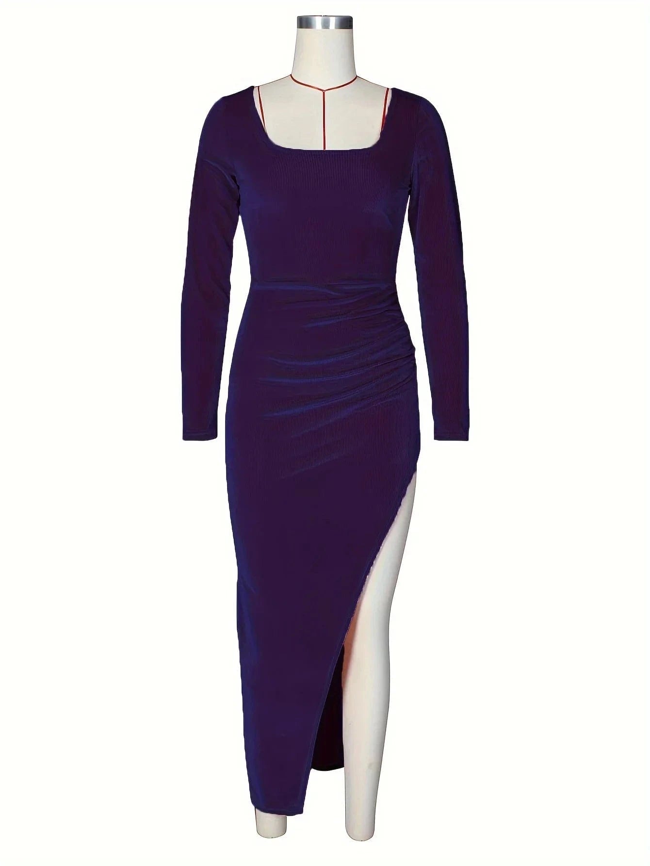 Womens Sexy Bodycon Velvet Long Sleeve Maxi Dress with Split Elegant Fall Dresses for Wedding Guest Club Party