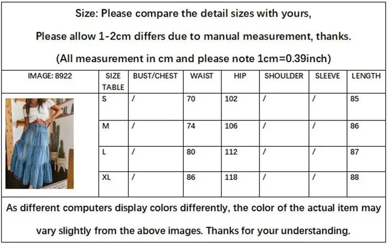 Bohemia Maxi Long Skirts Women Spring Summer Elastic High Waist Jean Skirt Ladies Vintage A-Line Ruffle Pleated Denim Skirts