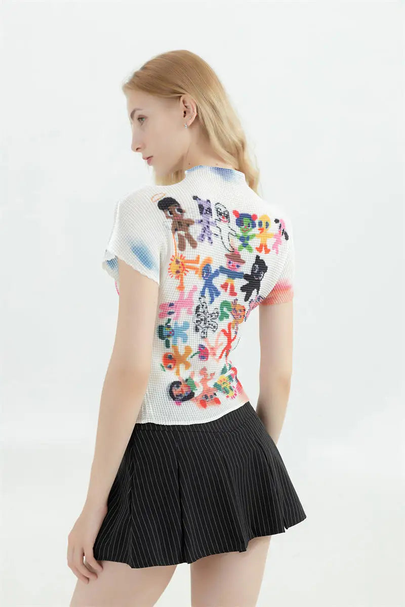 Women's T-shirt Harajuku Korean Y2k Graphic Print Short Sleeve Tee Top Clothes Fashion Vintage Streetwear O-Neck T-shirts Summer
