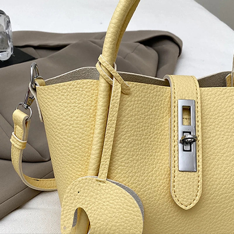 Fashion Design Women Bucket Bag Brand Trendy Basket Bag Versatile Simple Solid Color Texture Women's Bag Shoulder Crossbody Bag