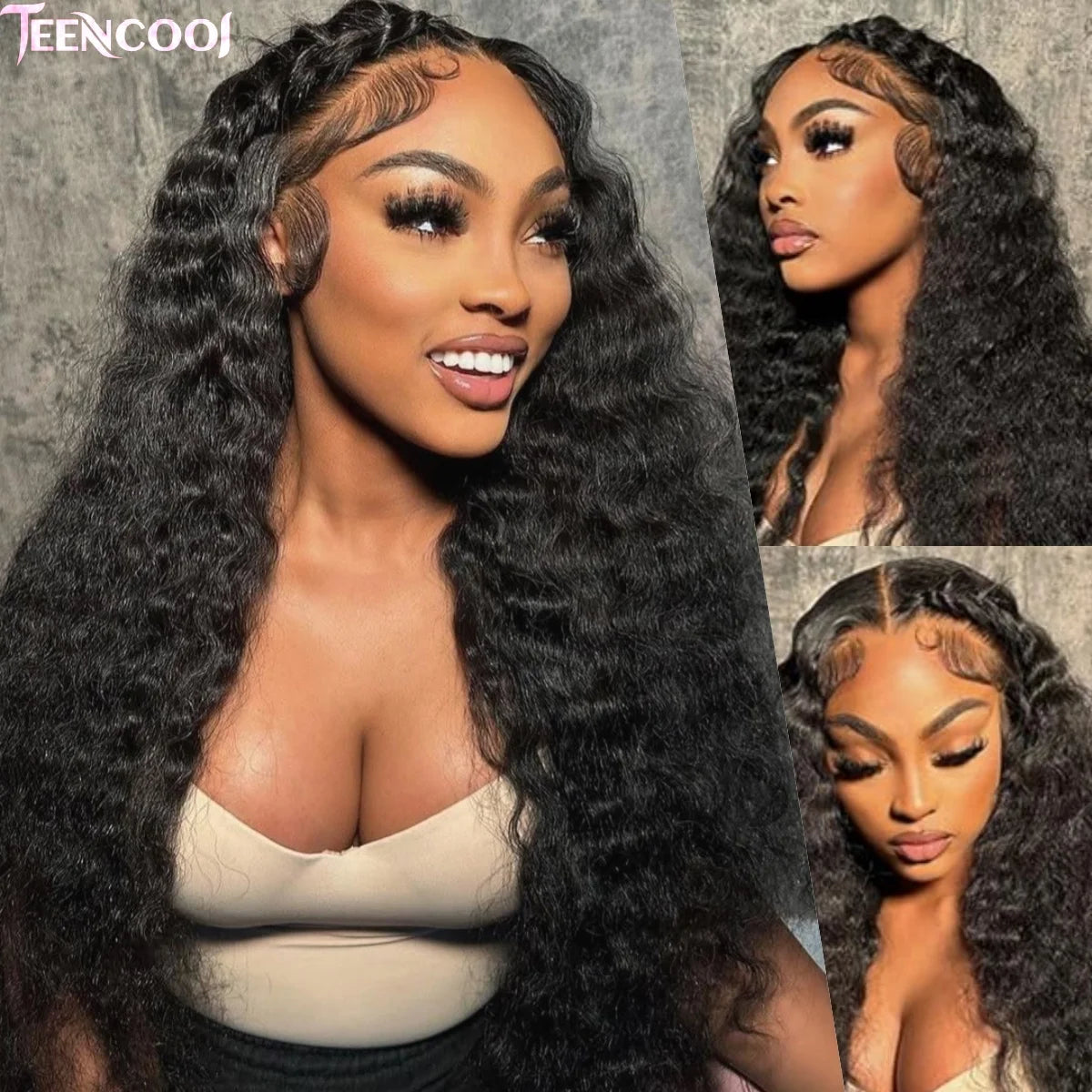 Deep Wave Lace Front Wigs Human Hair 13x6 HD Transparent Curly Lace Frontal Wigs Human Hair Pre Plucked with Baby Hair Natural