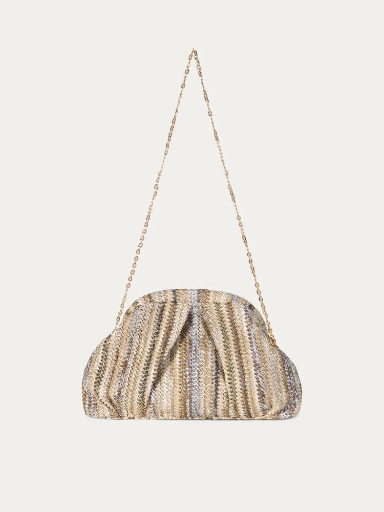 Ruched Glitter Rhinestones Clutch Bag