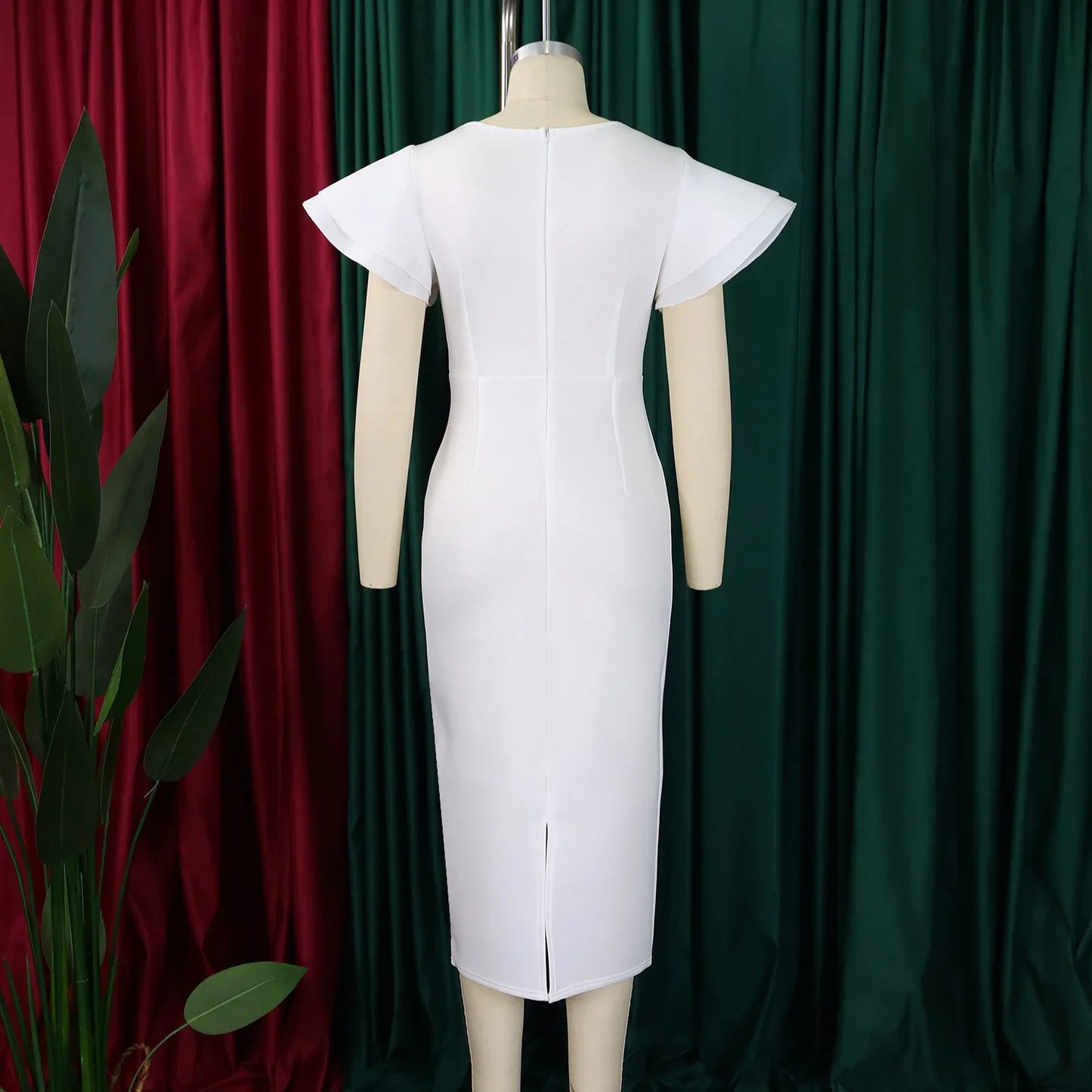 Elegant Pure Color African Style Wrap Dress D3310 New Fashionable Transoceanic Dress with Lace Trim Elegant African Dress