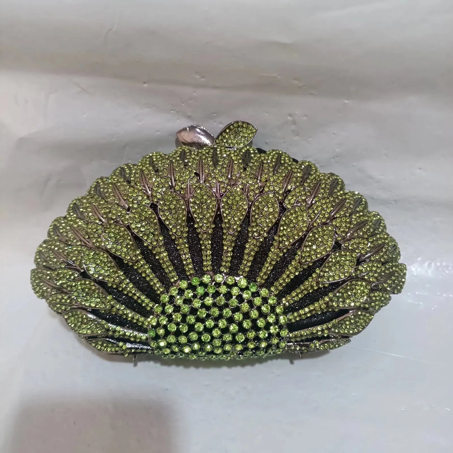 Elegant Jade Green Women Big Stones Evening Bags Crystal Metal Clutches Bags Green Wedding Party Minaudiere Purses and Handbags