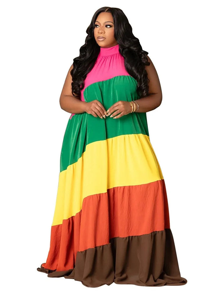 Wmstar Plus Size Dresses for Women Print Elegant New Bandage Fashion Loose Maxi Dress Clothes Wholesale Dropshipping 2024