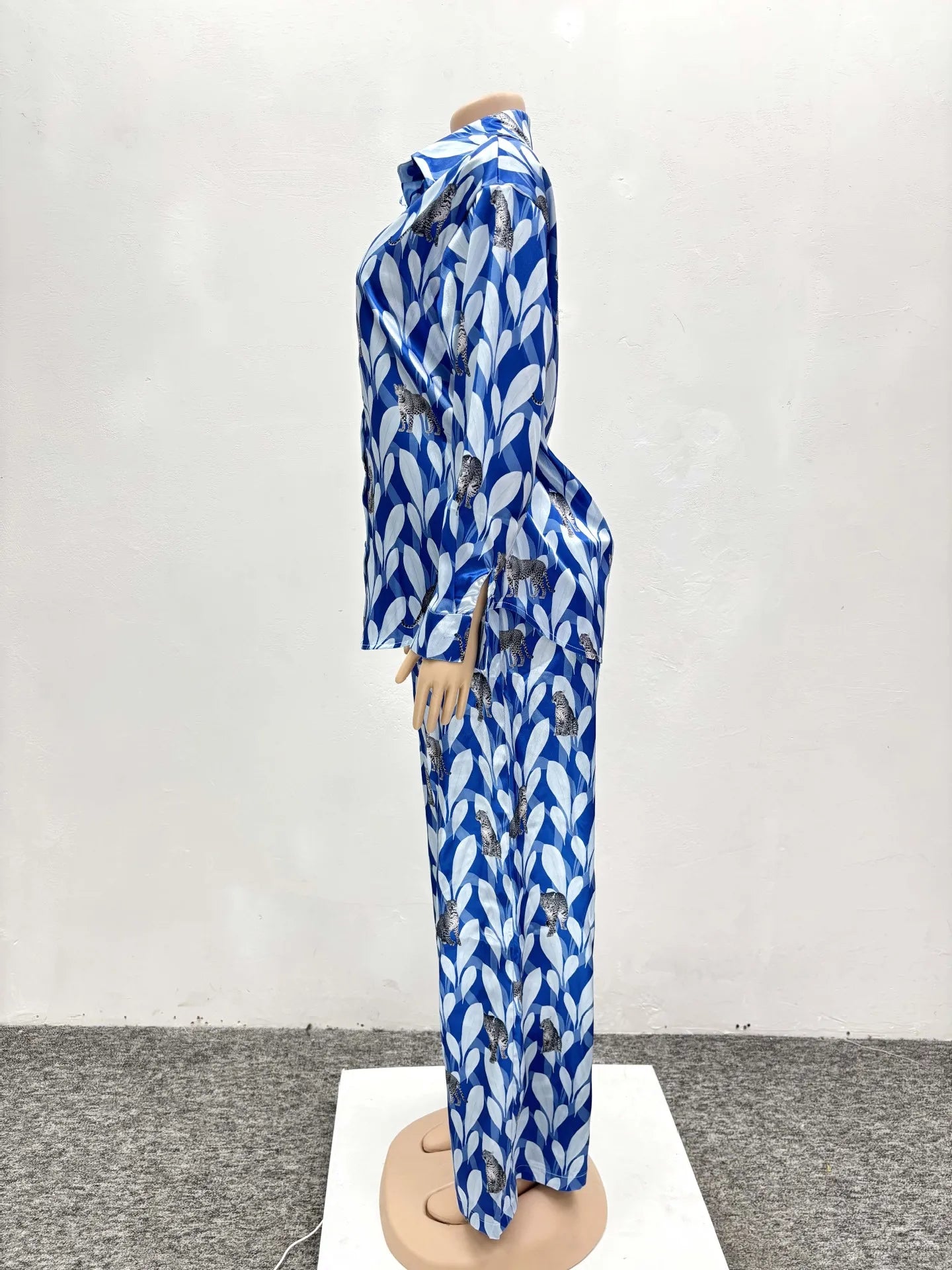 Pant Set Women Two Piece Sets Print Loose Casual Matching Sets Y2k Streetwear Shirt Tops Wide Leg Long Pants High Waist 2025