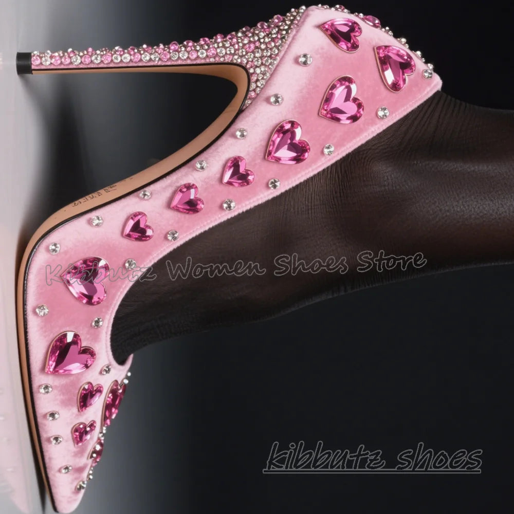 Bordered Rhinestone Pumps Crystal Women Shoes Glossy Slip-On Party Dress Fashion Concise Luxury Elegant Pointy Thin High Heels