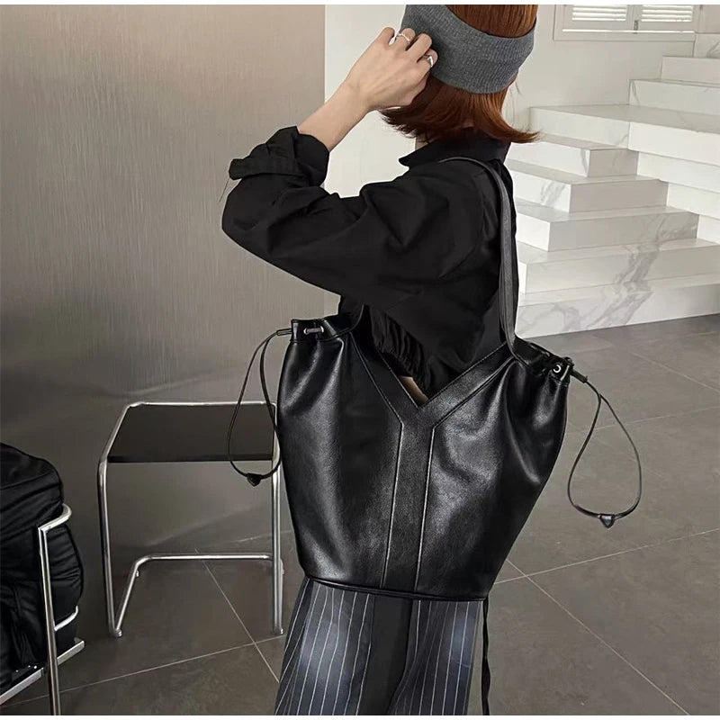 Y-shaped Women Handbag Versatile Simple Large-capacity Texture Tote Bag New Large-capacity Shoulder Bag Storage Bag Underarm Bag