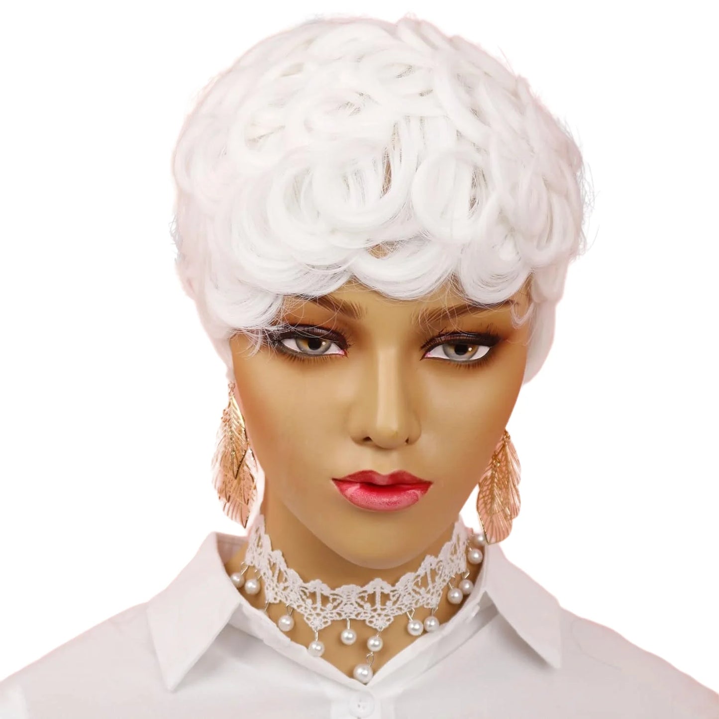 Black women's short wig delicately cut wig Black women's short curly hair natural wave layering replacement wig, wig with bangs