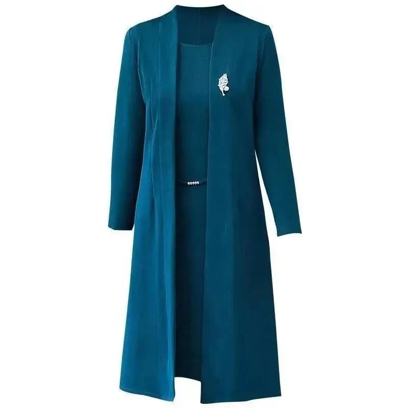 Single/Two-piece Suit Female Middle-Aged Elderly Temperament Mother Dress Suits New Autumn Windbreaker Coat Female Elegant Dress