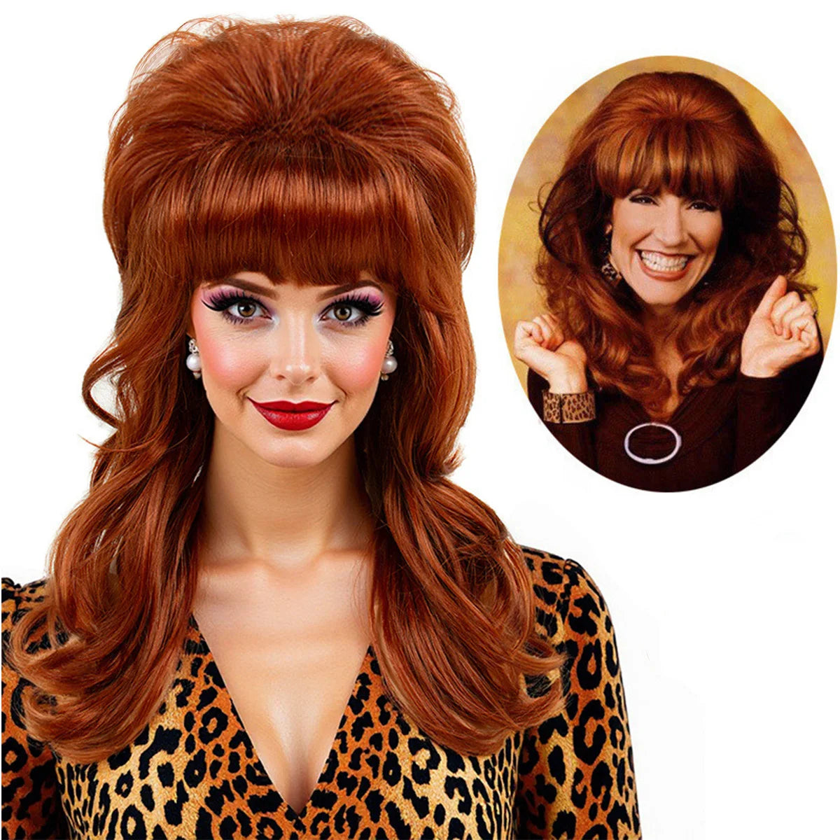 Peggy Bundy Classy 70s Retro Long Brown Hair Wig for Women Costume Accessory 60s 70s Party Cosplay