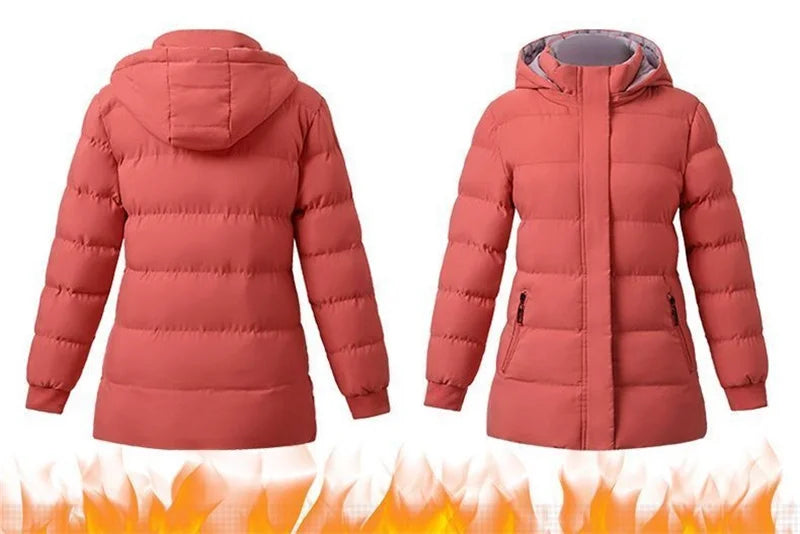 Detachable Hooded Parka Windproof jacket Female's winter jacket plush and Thickened High-End Women's Short Cotton Coat Patchwork