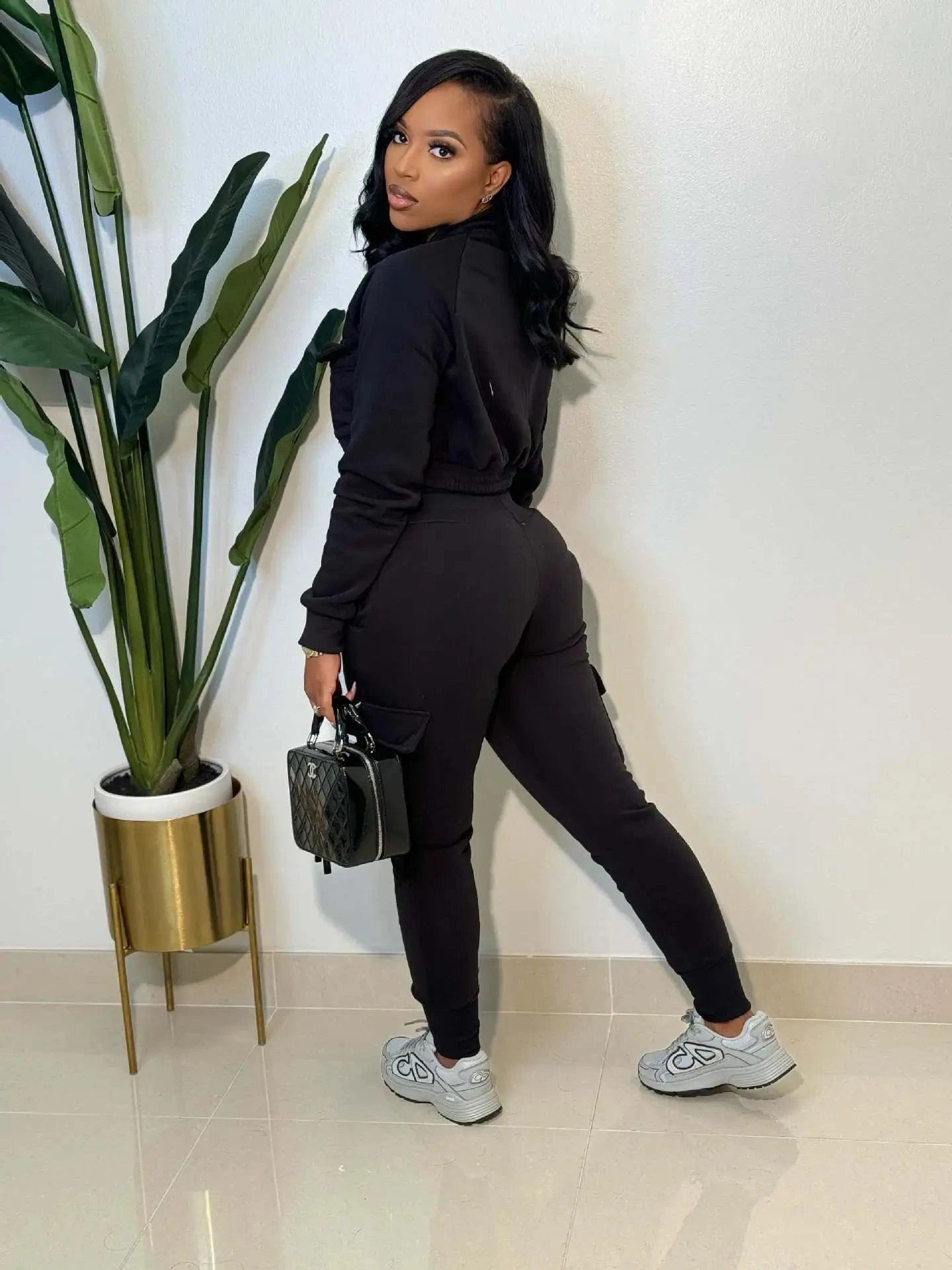 Winter Autumn Cargo Pants Outfit Set Sexy Women Two Pieces Elegant Club Matching Set Lady Casual Tracksuit