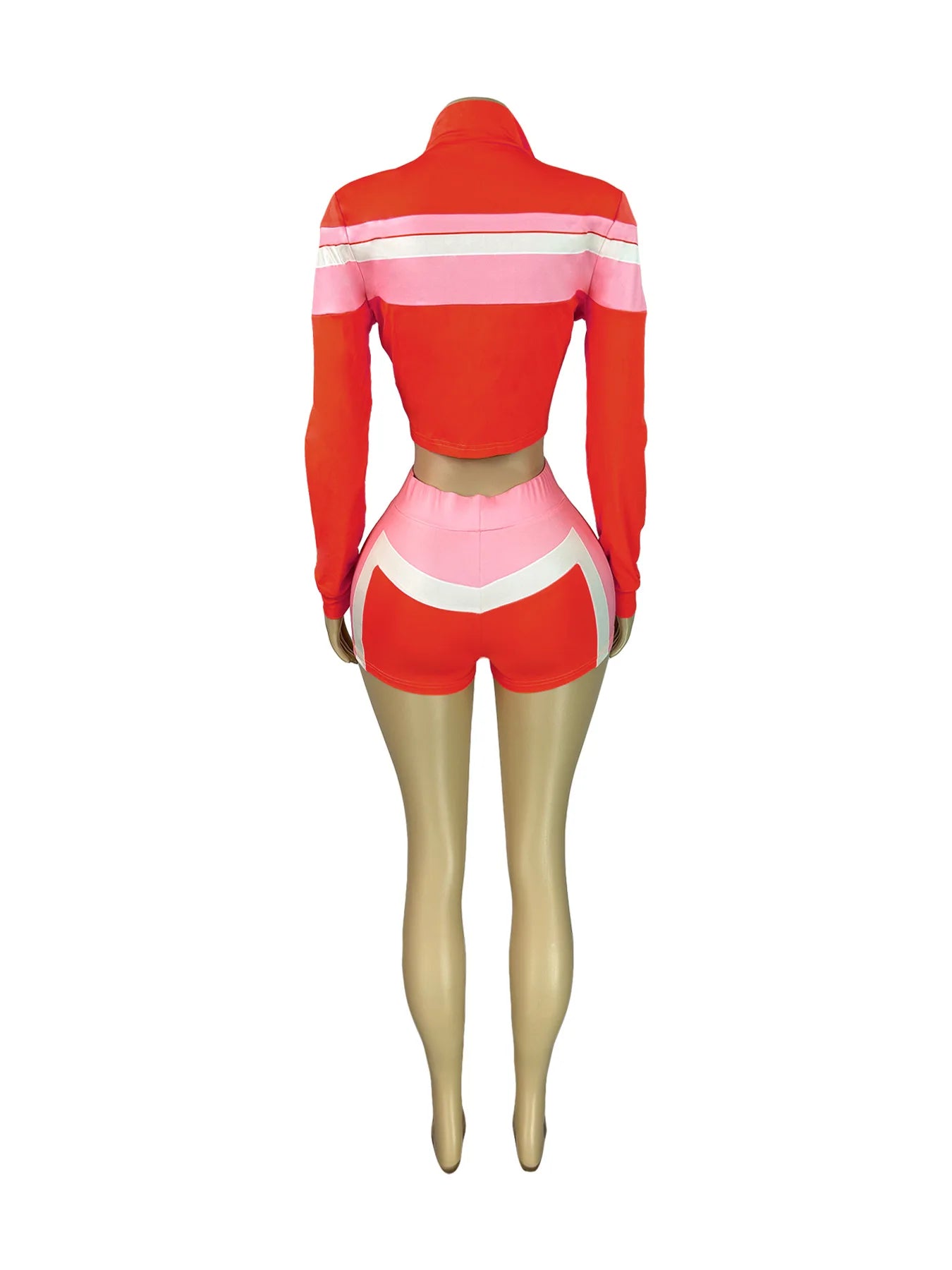 FAGADOER Sexy Sport 3 Pieces Set for Woman Color Block Long Sleeves Jacket + Tanks Top and Shorts Matching Female Beach Swimsuit