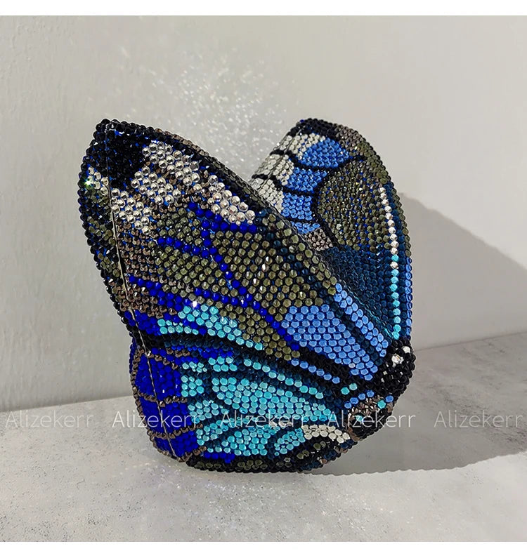 Alizekerr Butterfly Diamond Evening Bags Women 2025 Luxury Designer Gorgeous Rhinestone Clutch Purses And Handbags Wedding Party