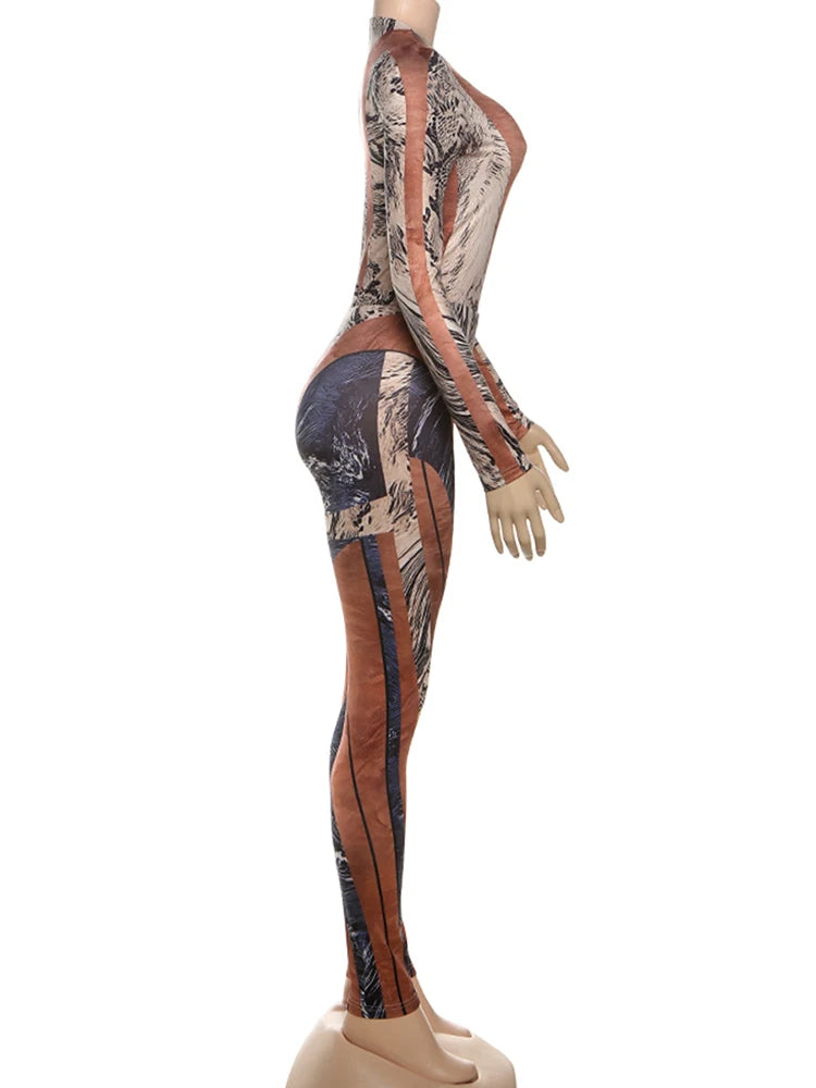 Weird Puss Colorful Patchwork 2 Piece Set Women Fall Trend Hipster Bodysuit Tops+Leggings Tight Stretch Matching Street Outfits