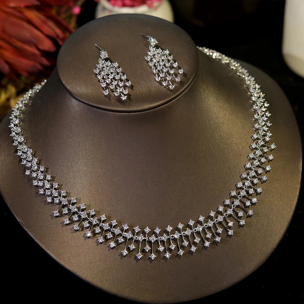 Elegant Water Drop Crystal Jewelry Set With Choker For Women