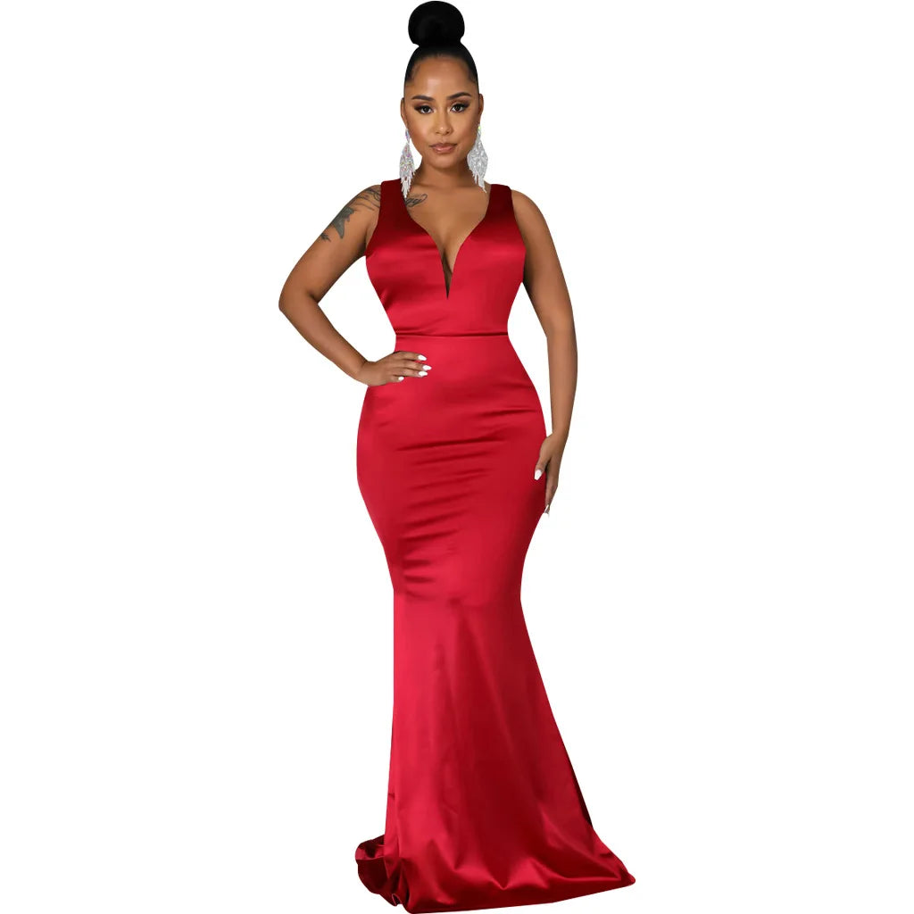 Sexy Fashion Deep V-Neck Dress Women's Dress JX5604
