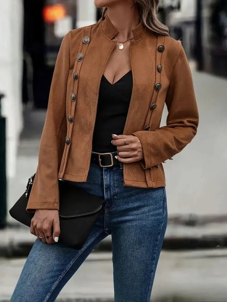 Beautyblue Women's Jacket Fashion Button Cardigan Casual Long Sleeves Loose Adjustable Straps Urban Ladies Coats Outerwear