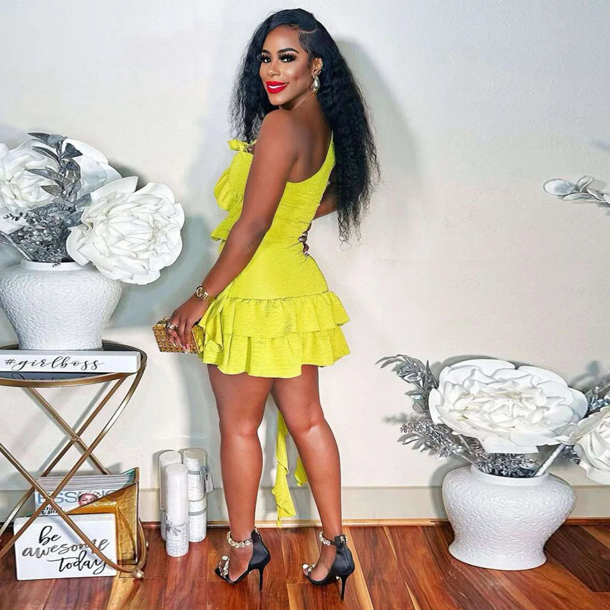CM.YAYA Women Set Sleeveless One Shoulder Ruffles Tops and Mini Skirt Suits 2024 Sexy Cute beach Street Two 2 Piece Set Outfits